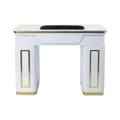 Glamour Glow White Gold-Plated Marble Manicure Table