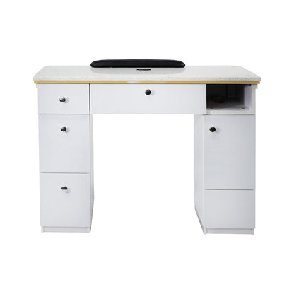 Glamour Glow White Gold-Plated Marble Manicure Table